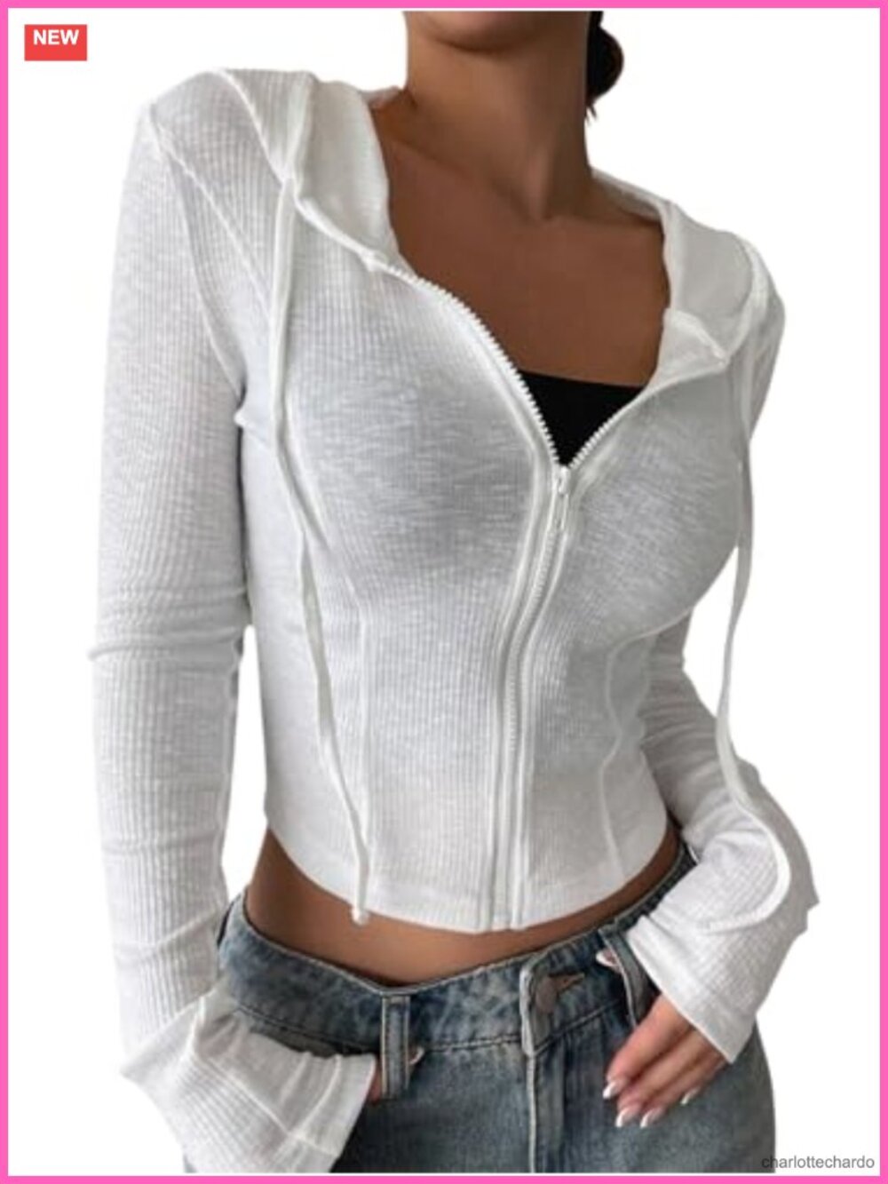Women's Cropped Zip Up Hoodie Long Sleeve Casual Jacket Slim Fit